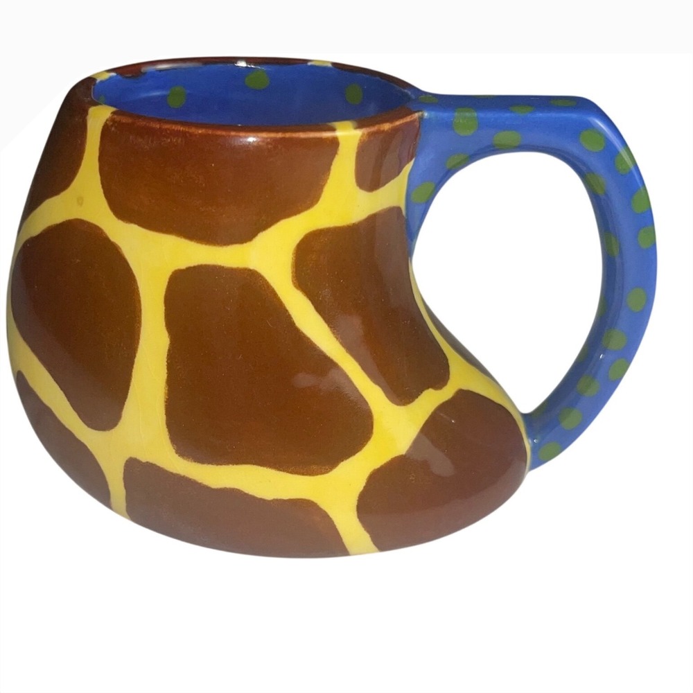 Giraffe Print Ceramic‎ Mug Safari Animal Boho Whimsical Cottagecore Coffee Cup